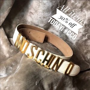 Moschino Vintage Ivory Slidable Letters Belt